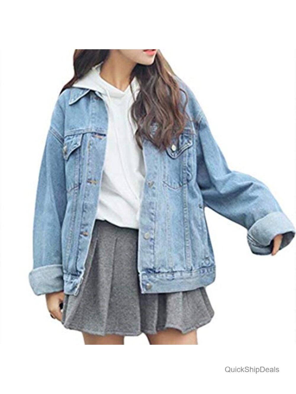 Oversized Boyfriend Denim Jacket Long Sleeve Loose Jean Coat